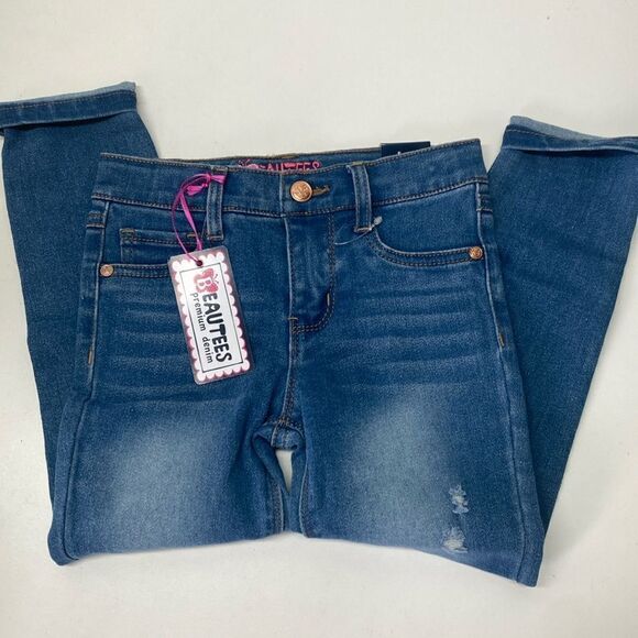 🔥BEAUTEES GIRLS JEANS KIDS SIZE 5 skinny, jeans, New - Picture 1 of 4